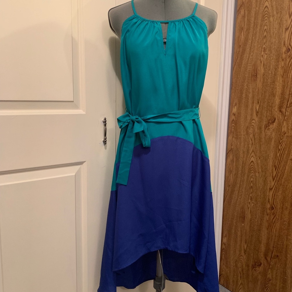 Blue and Teal Colorblock Dress